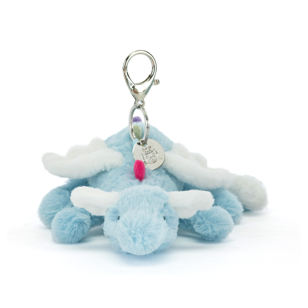 Breloczek Błękitny Smok - 22 cm - Duży Pluszowy Charms - Maskotka Przytulanka Brelok - JellyCat