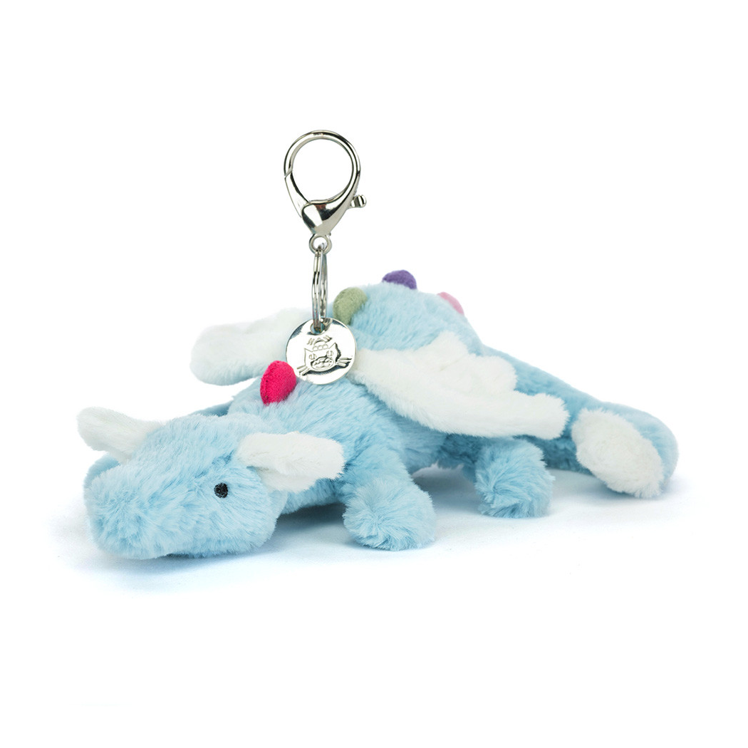 Breloczek Błękitny Smok - 22 cm - Duży Pluszowy Charms - Maskotka Przytulanka Brelok - JellyCat