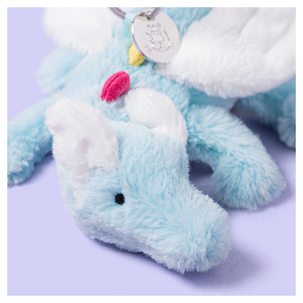 Breloczek Błękitny Smok - 22 cm - Duży Pluszowy Charms - Maskotka Przytulanka Brelok - JellyCat