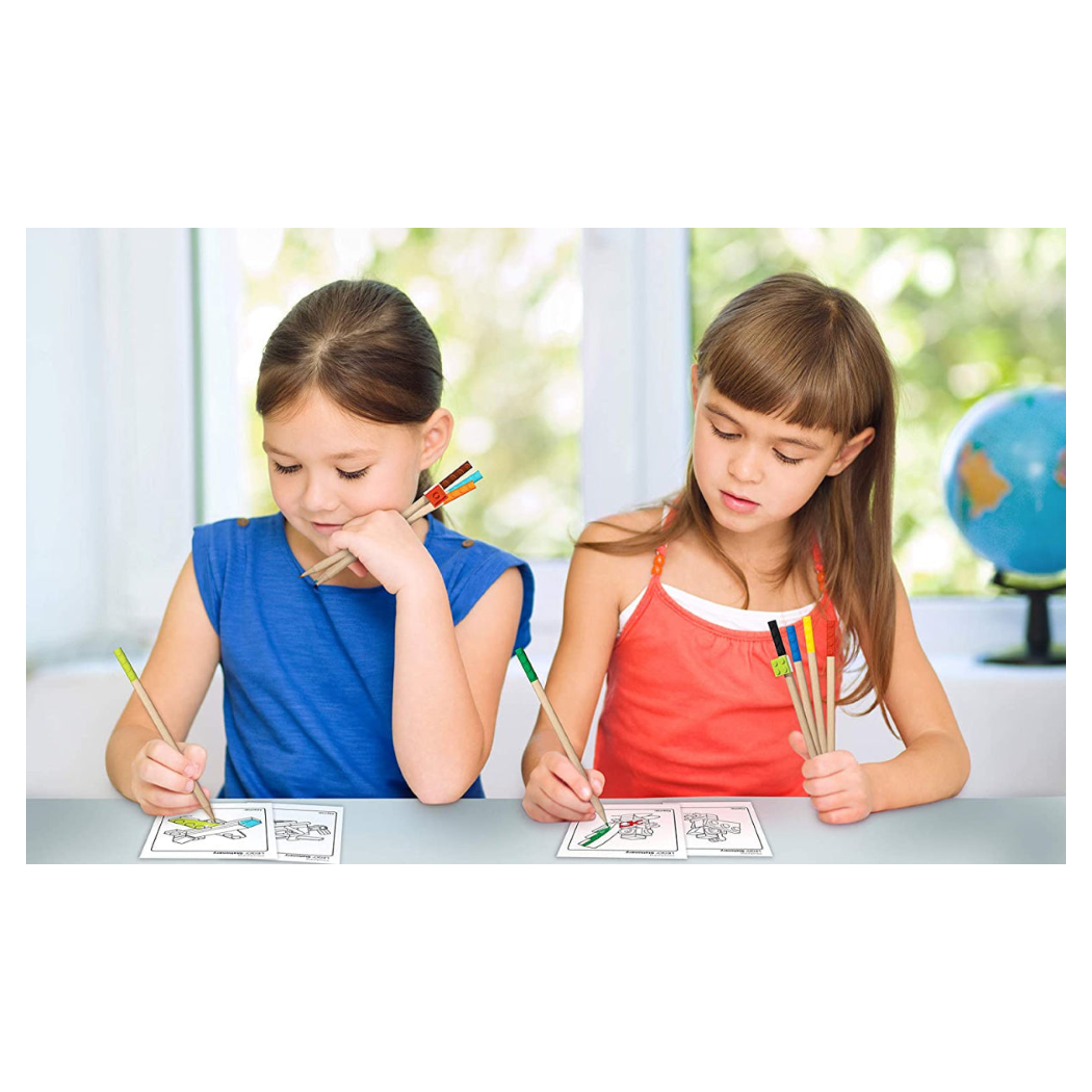 Kredki LEGO® z Klockiem Mocującym - 12 Kolorów - Drewniane Kredki Ołówkowe