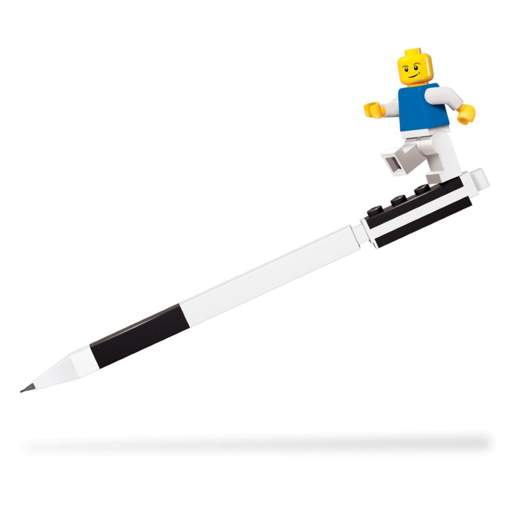 Czarny Długopis żelowy LEGO® Pick-a-Pen - Bez Pudełka - Szczyt z Klockiem
