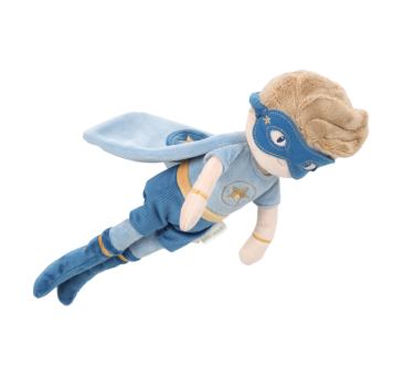 Jim Superbohater - Lalka Chłopiec w Kostiumie z Peleryną - Miękka Pluszowa Przytulanka 35 cm - Little Dutch