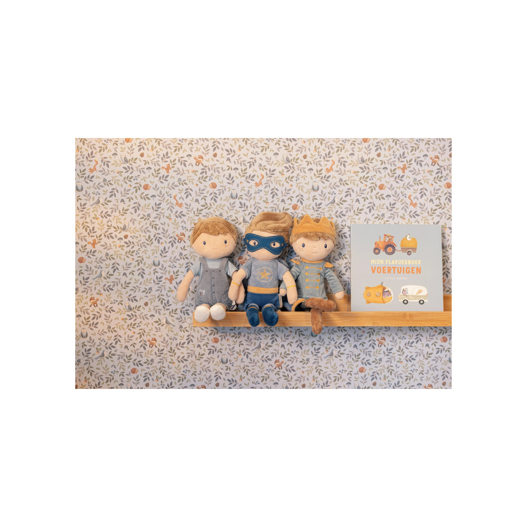 Jim Superbohater - Lalka Chłopiec w Kostiumie z Peleryną - Miękka Pluszowa Przytulanka 35 cm - Little Dutch