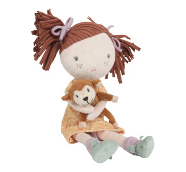 Sophie z Małpką - Miękka Pluszowa Lalka Przytulanka 35 cm - Magnetyczne Dłonie - Little Dutch