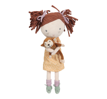 Sophie z Małpką - Miękka Pluszowa Lalka Przytulanka 35 cm - Magnetyczne Dłonie - Little Dutch