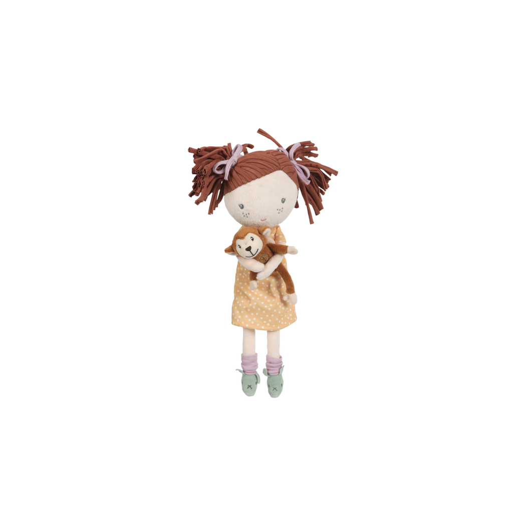 Sophie z Małpką - Miękka Pluszowa Lalka Przytulanka 35 cm - Magnetyczne Dłonie - Little Dutch