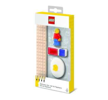 Zestaw szkolny LEGO® - minifigurka - 4 ołówki - klocek do mocowania - temperówka - gumka do ścierania