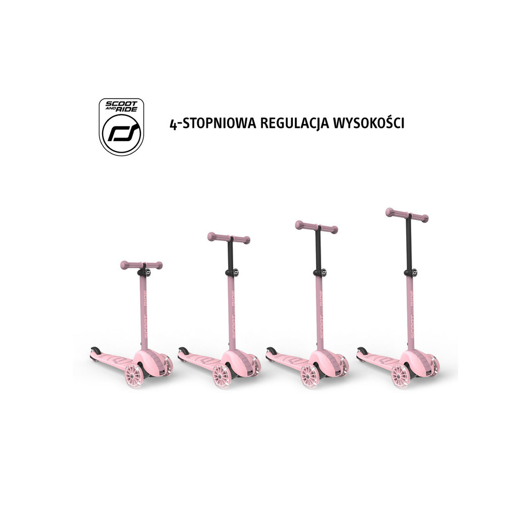 Rose 3S LED - Highwaykick3 - Regulowana Hulajnoga 3-7 lat - Świecące Skrętne Kółka - Scootandride