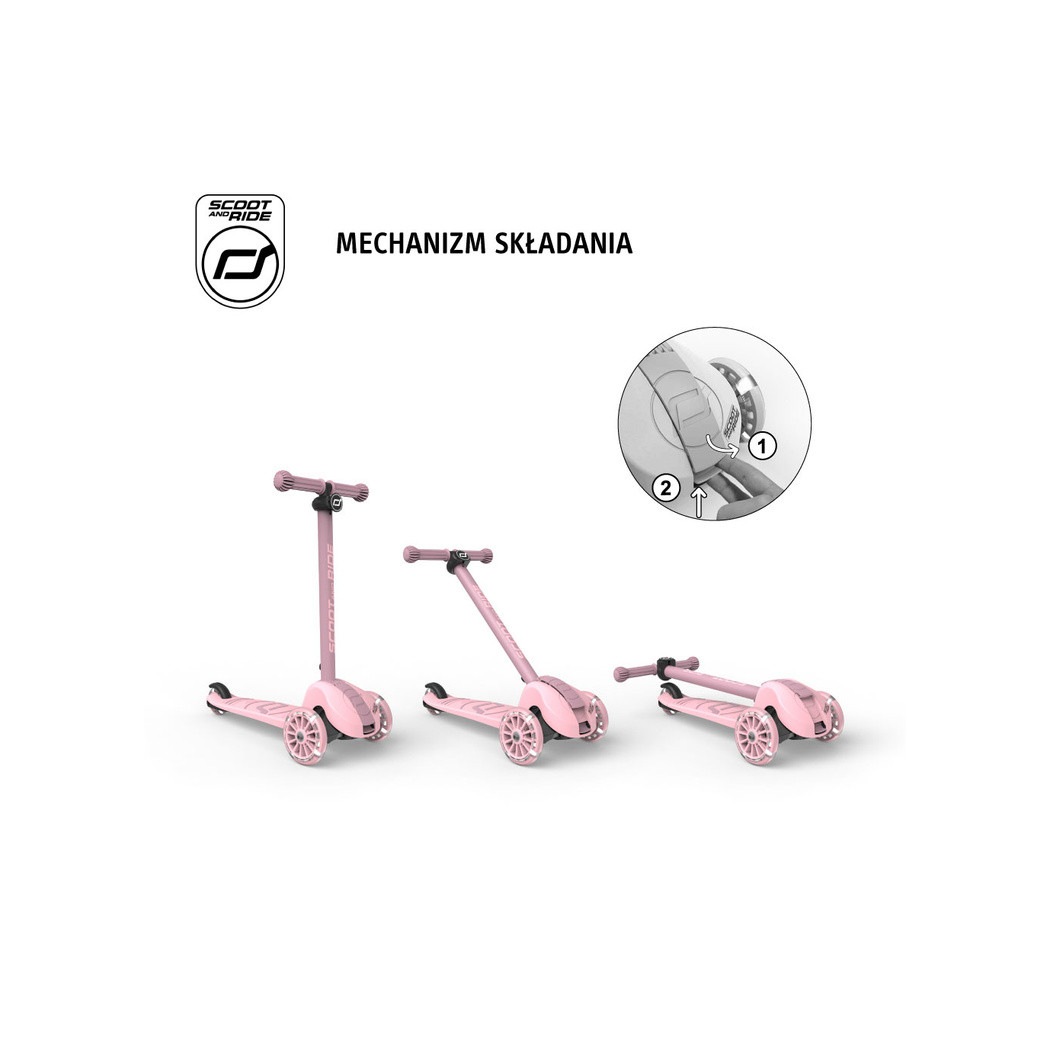 Rose 3S LED - Highwaykick3 - Regulowana Hulajnoga 3-7 lat - Świecące Skrętne Kółka - Scootandride