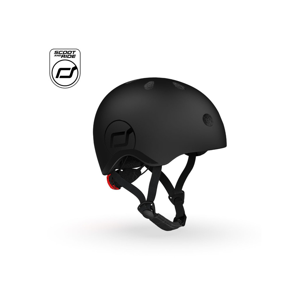 Black XXS-S - Ultralekki Regulowany Kask Dla Dzieci 1-5 lat (45-51 cm) - Tylna Lampka LED - Scootandride