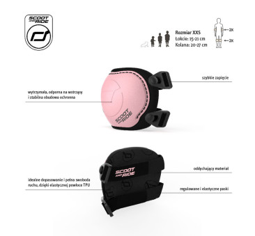 Rose XXS - Nakolanniki i Nałokietniki - Różowe - Ochraniacze dla Dzieci - Scootandride