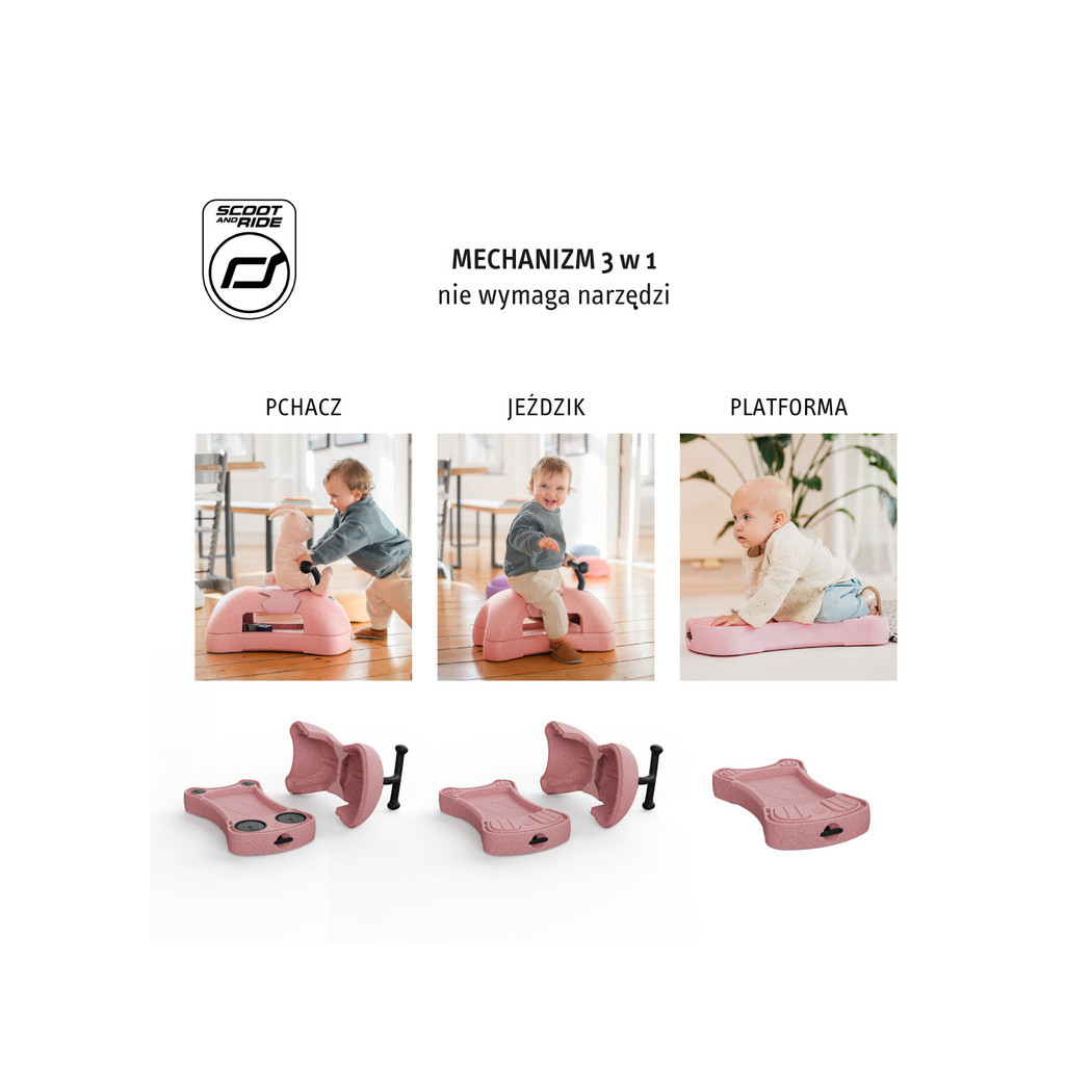 Rose My First - Pchacz Jeździk i Deska na Kółkach - 3w1 - 6m+ - Scootandride