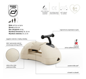 Sand My First - Pchacz Jeździk i Deska na Kółkach - 3w1 - 6m+ - Scootandride