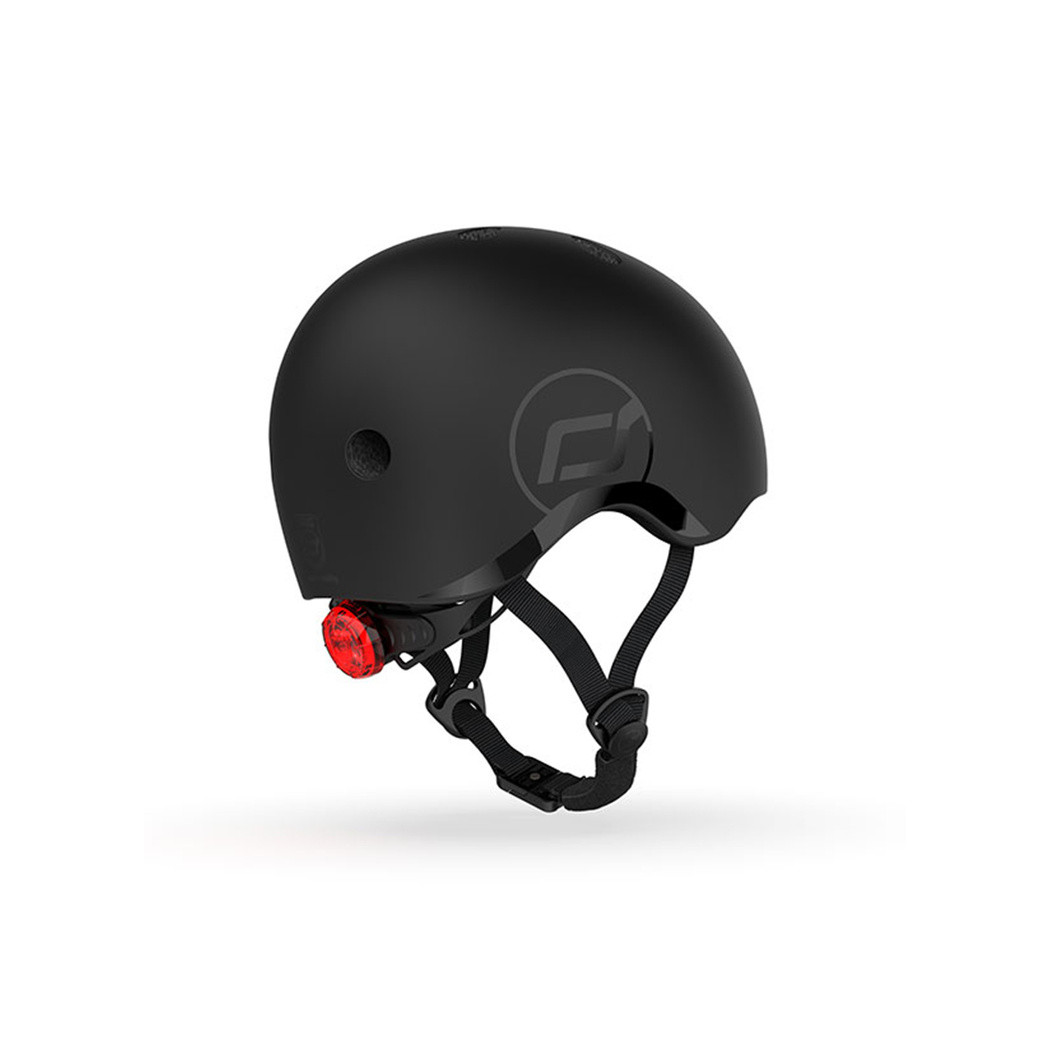 Black S-M - Ultralekki Regulowany Kask Dla Dzieci 3+ lat (51-55 cm) - Tylna Lampka LED - Scootandride