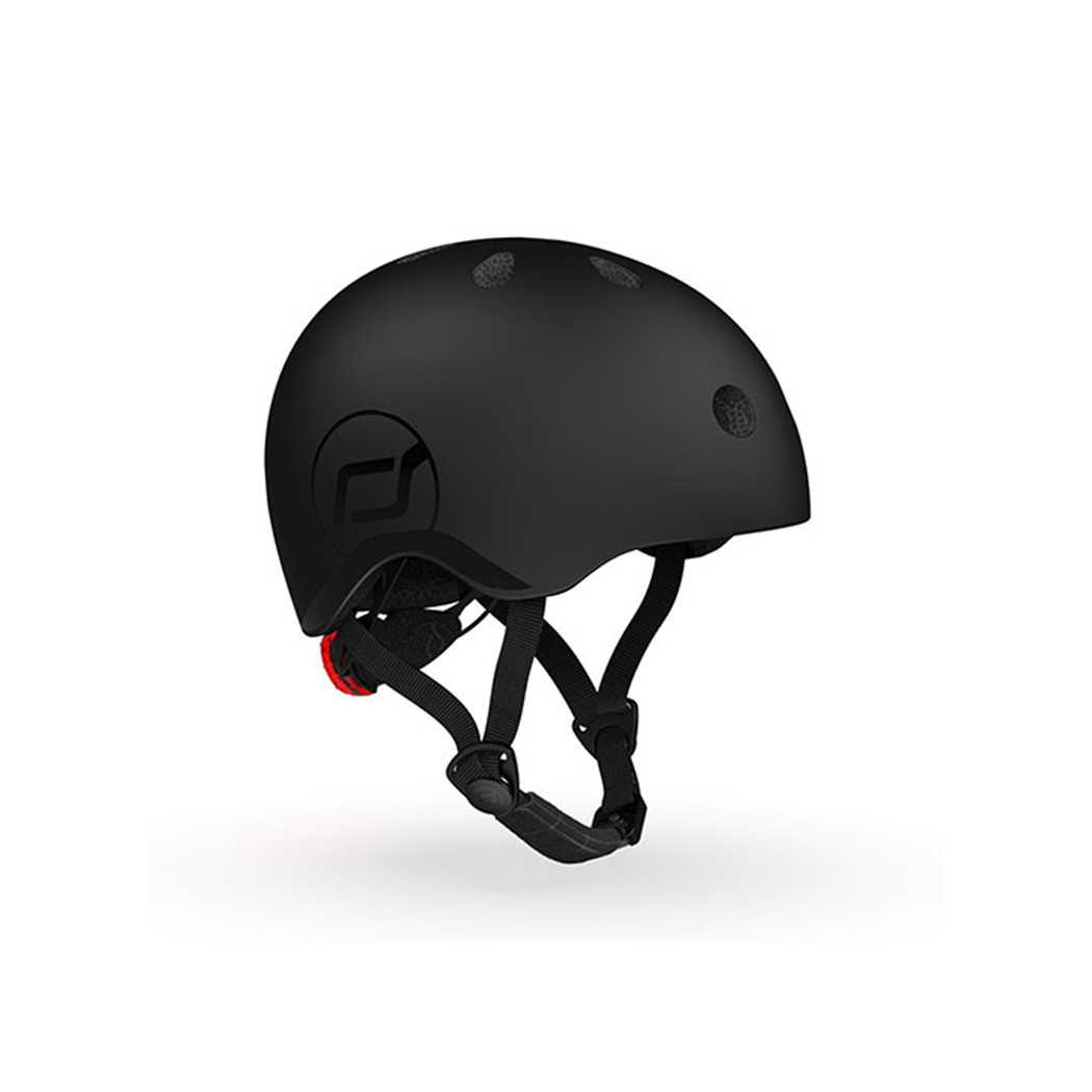 Black S-M - Ultralekki Regulowany Kask Dla Dzieci 3+ lat (51-55 cm) - Tylna Lampka LED - Scootandride