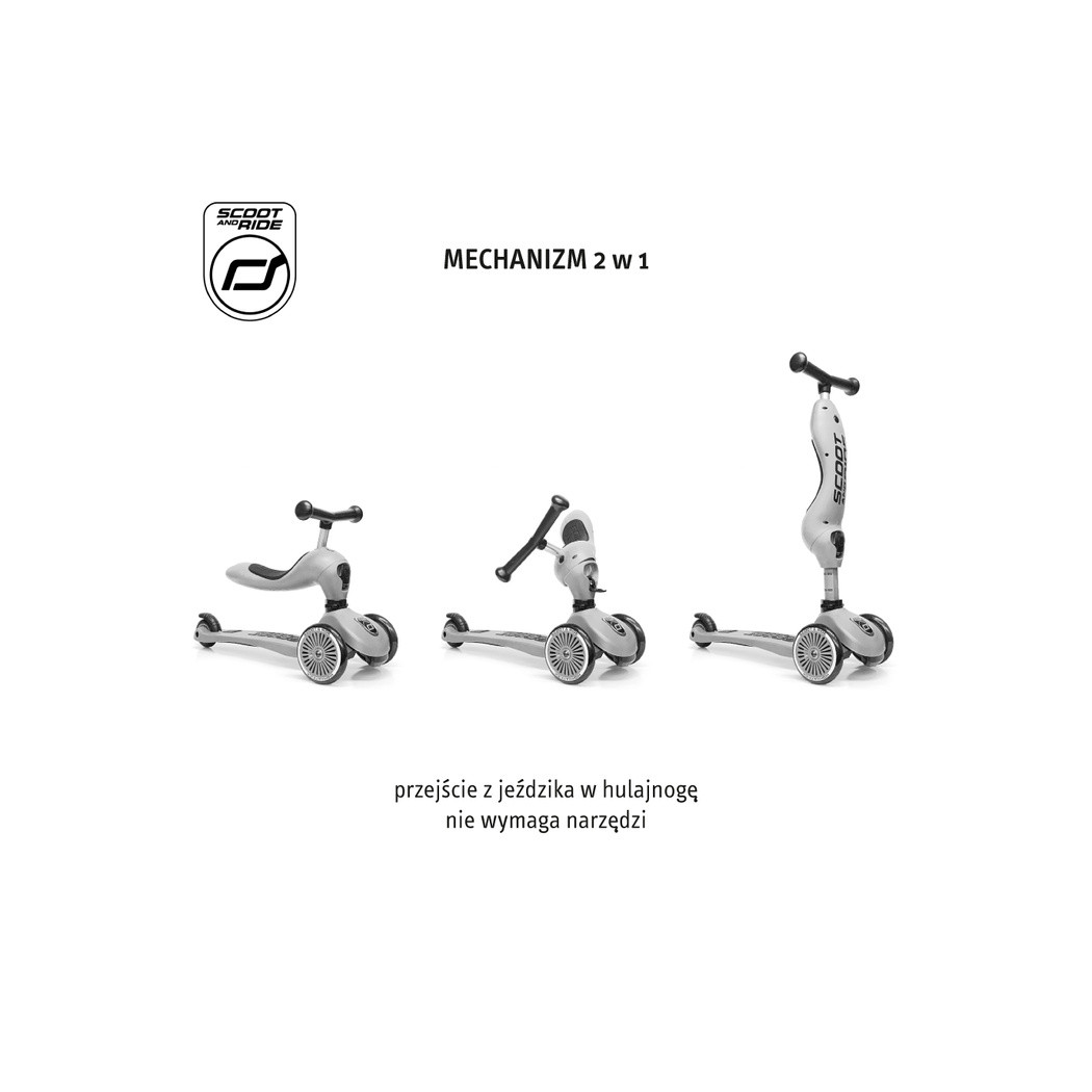 Mocha Push & Go - Highwaykick1 2w1 - Jeździk i hulajnoga z Rączką do Prowadzenia 1-5 lat - Scootandride