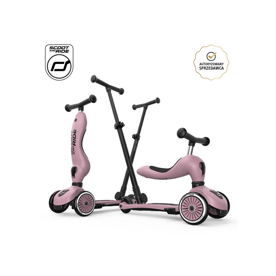 Wildberry Push & Go - Highwaykick1 2w1 - Jeździk i hulajnoga z Rączką do Prowadzenia 1-5 lat - Scootandride