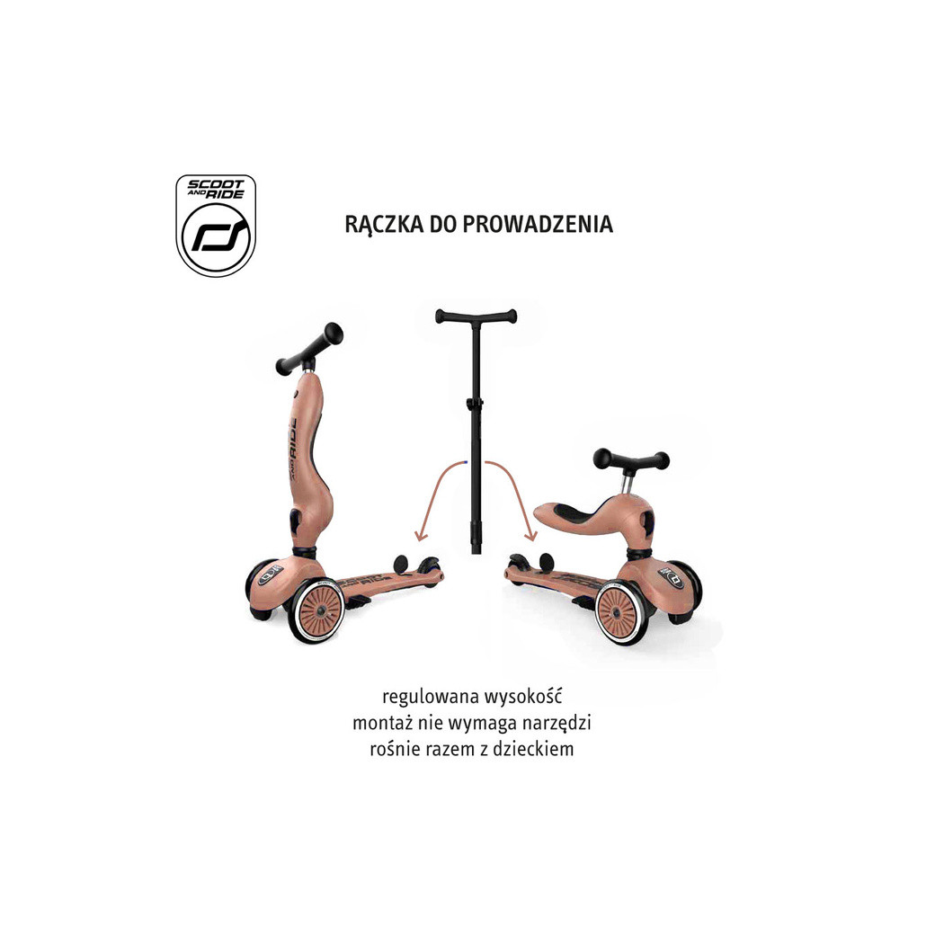 Mocha Push & Go - Highwaykick1 2w1 - Jeździk i hulajnoga z Rączką do Prowadzenia 1-5 lat - Scootandride