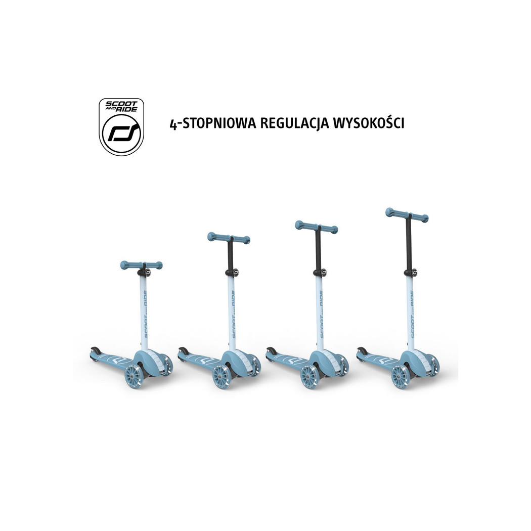 Steel 3S LED - Highwaykick3 - Regulowana Hulajnoga 3-7 lat - Świecące Skrętne Kółka - Scootandride