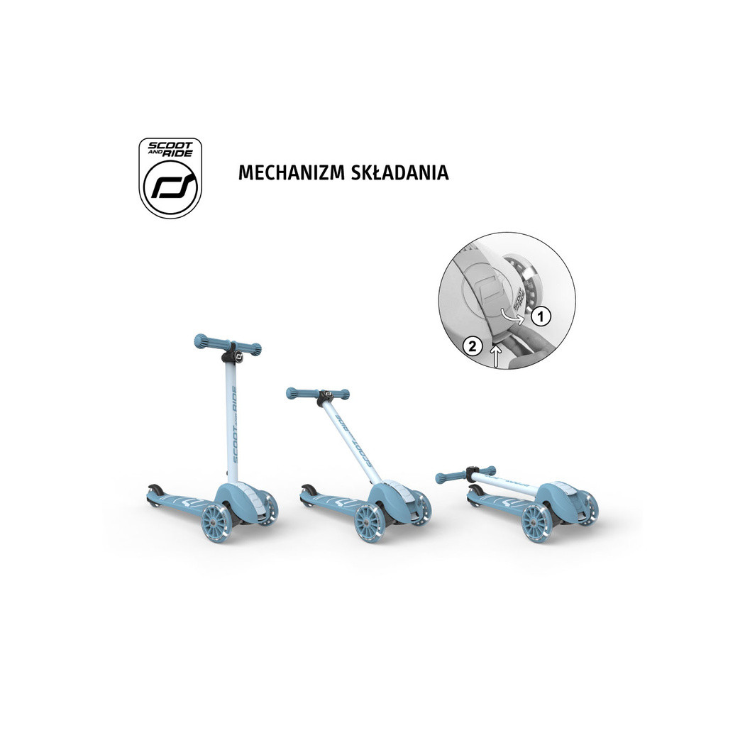 Steel 3S LED - Highwaykick3 - Regulowana Hulajnoga 3-7 lat - Świecące Skrętne Kółka - Scootandride