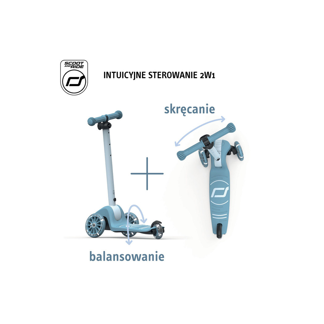 Steel 3S LED - Highwaykick3 - Regulowana Hulajnoga 3-7 lat - Świecące Skrętne Kółka - Scootandride