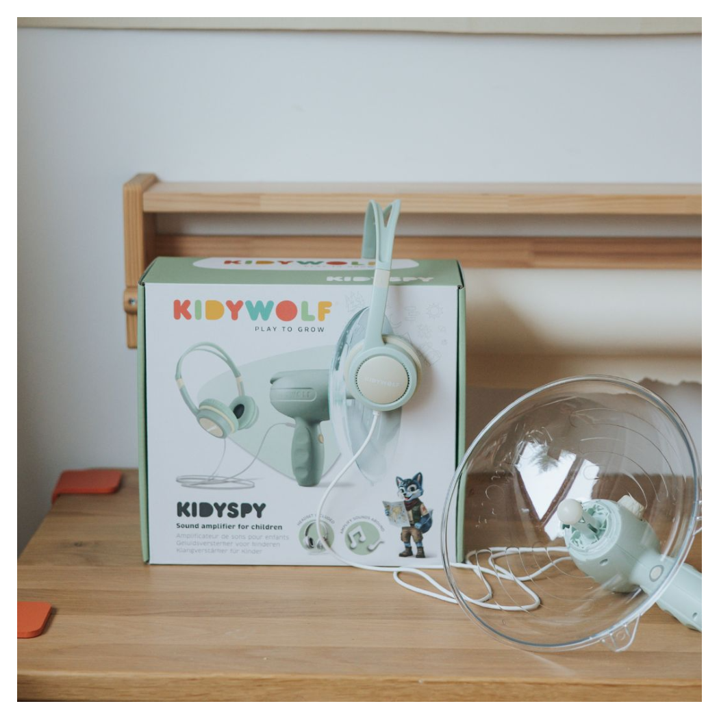 KIDYSPY - Wzmacniacz Dźwięku - Mikrofon Kierunkowy ze Słuchawkami - KIDYWOLF