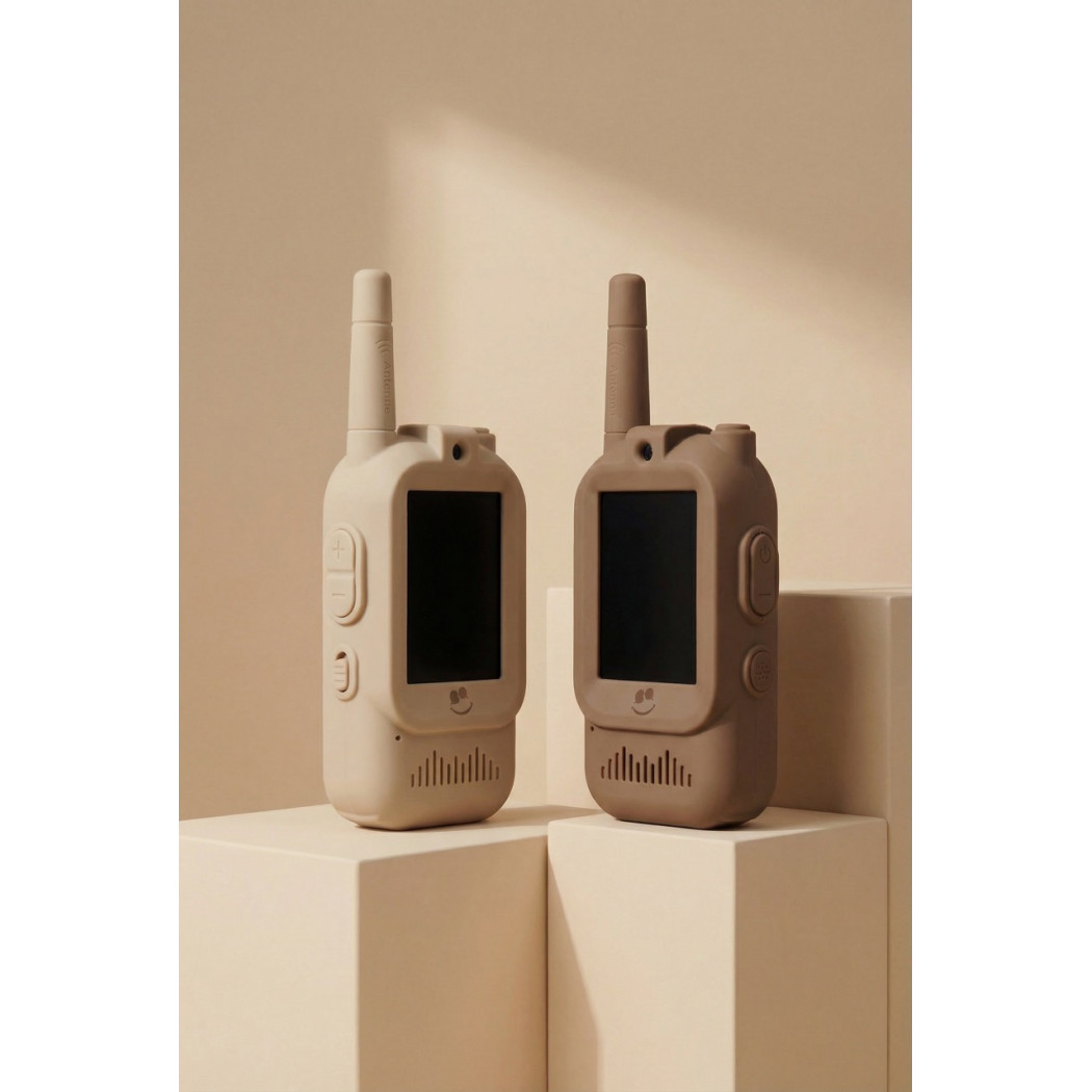 KidTooki Beżowe i Brązowe - Video Walkie Talkie - Krótkofalówki Wideo dla Dzieci - Kidinex