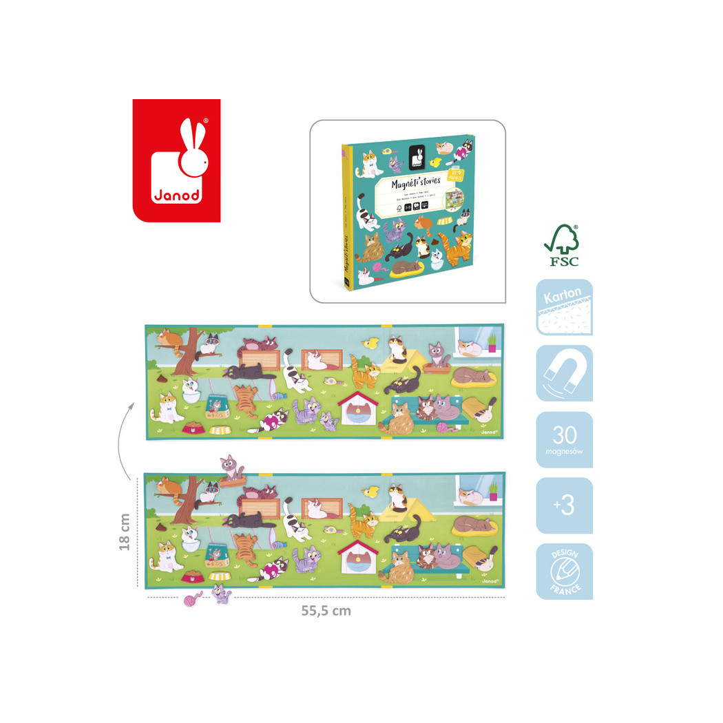 Koty - Układanka Magnetyczna - 30 Magnesów - Magneti'stories - Janod