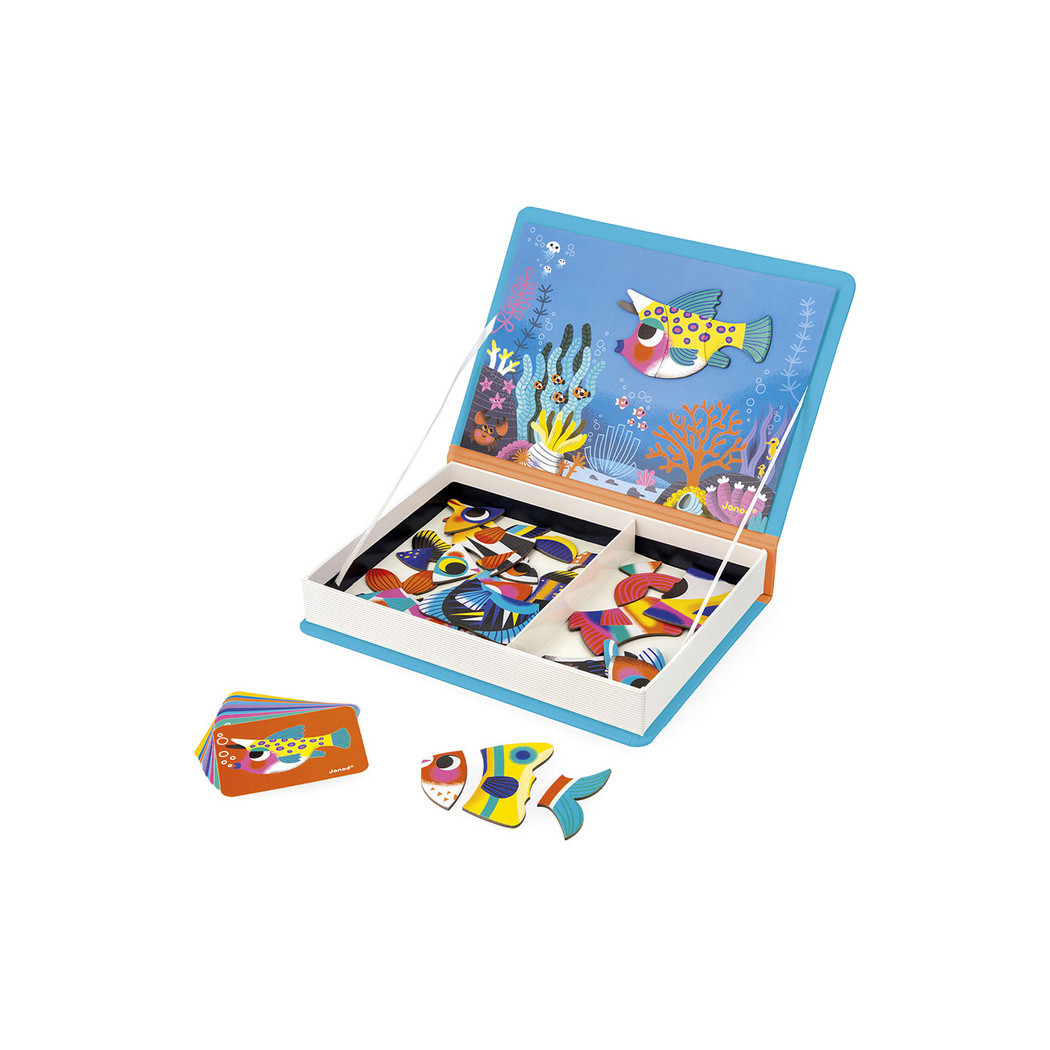 Tropikalne Ryby - Magnetyczna Układanka Akwarium Rybki - 30 Magnesów - Magnetibook - Janod