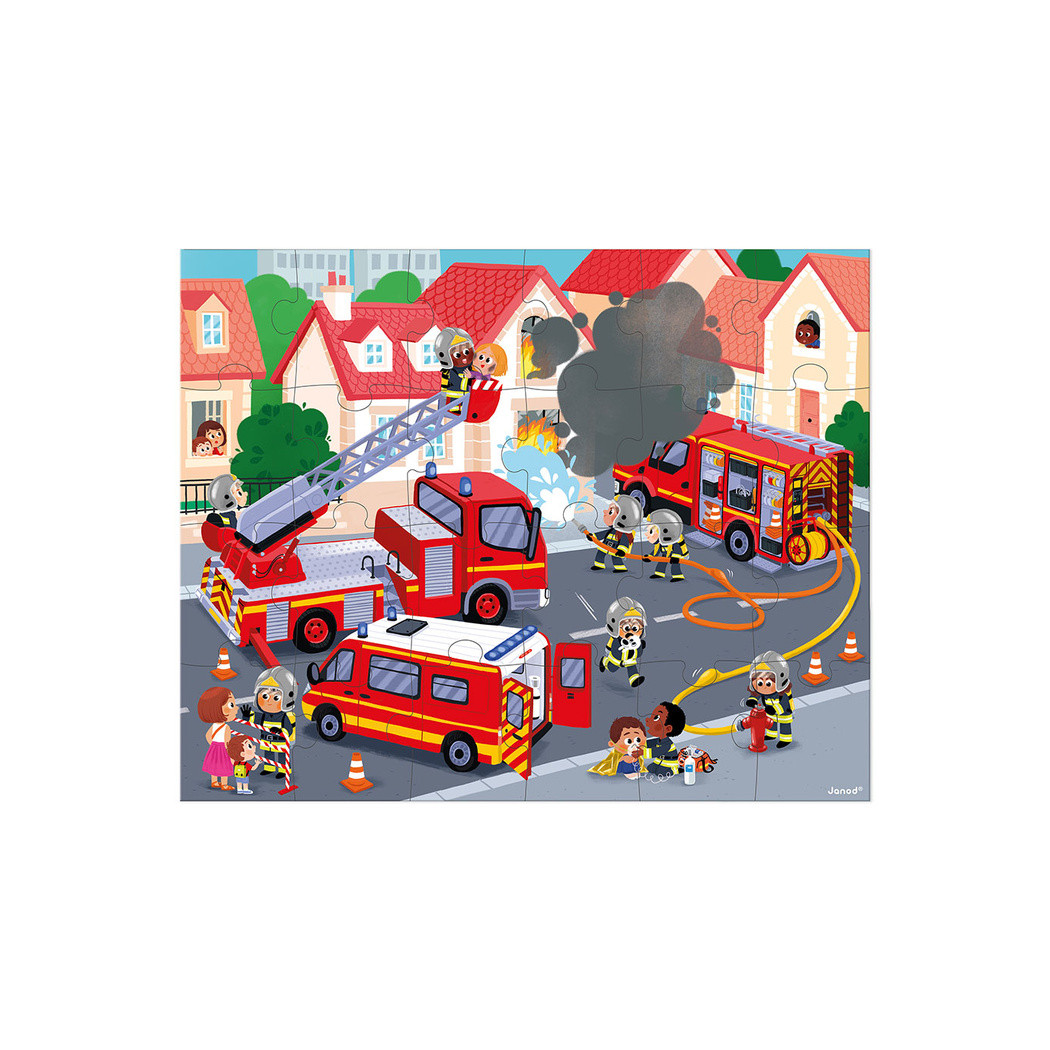 Strażacy - Puzzle w Walizce - 24 Duże Elementy - Janod