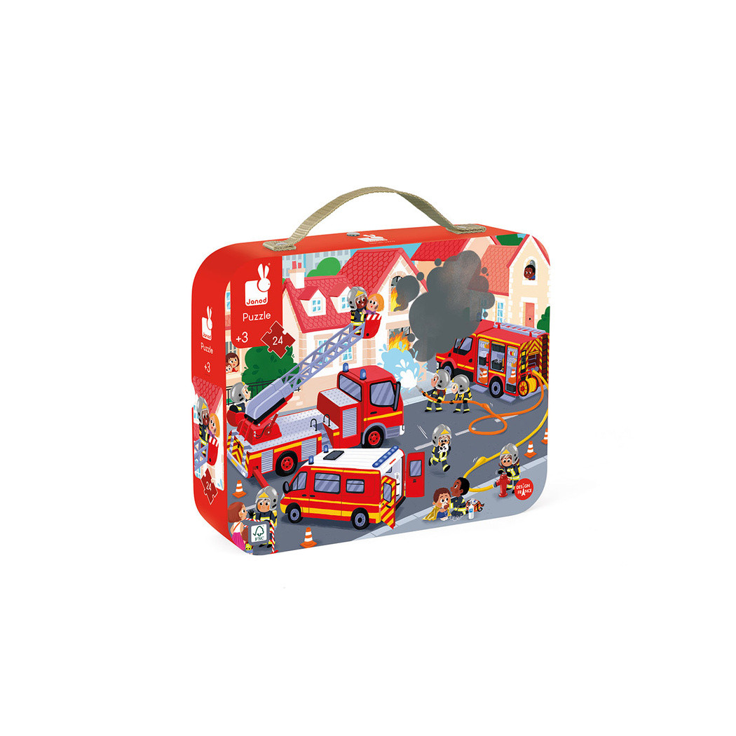 Strażacy - Puzzle w Walizce - 24 Duże Elementy - Janod