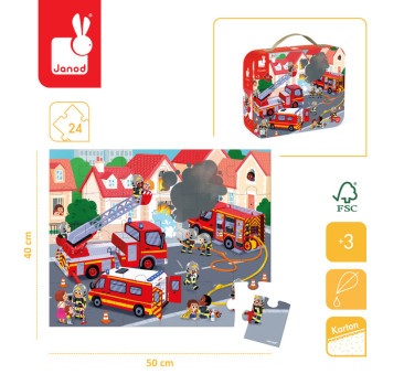 Strażacy - Puzzle w Walizce - 24 Duże Elementy - Janod