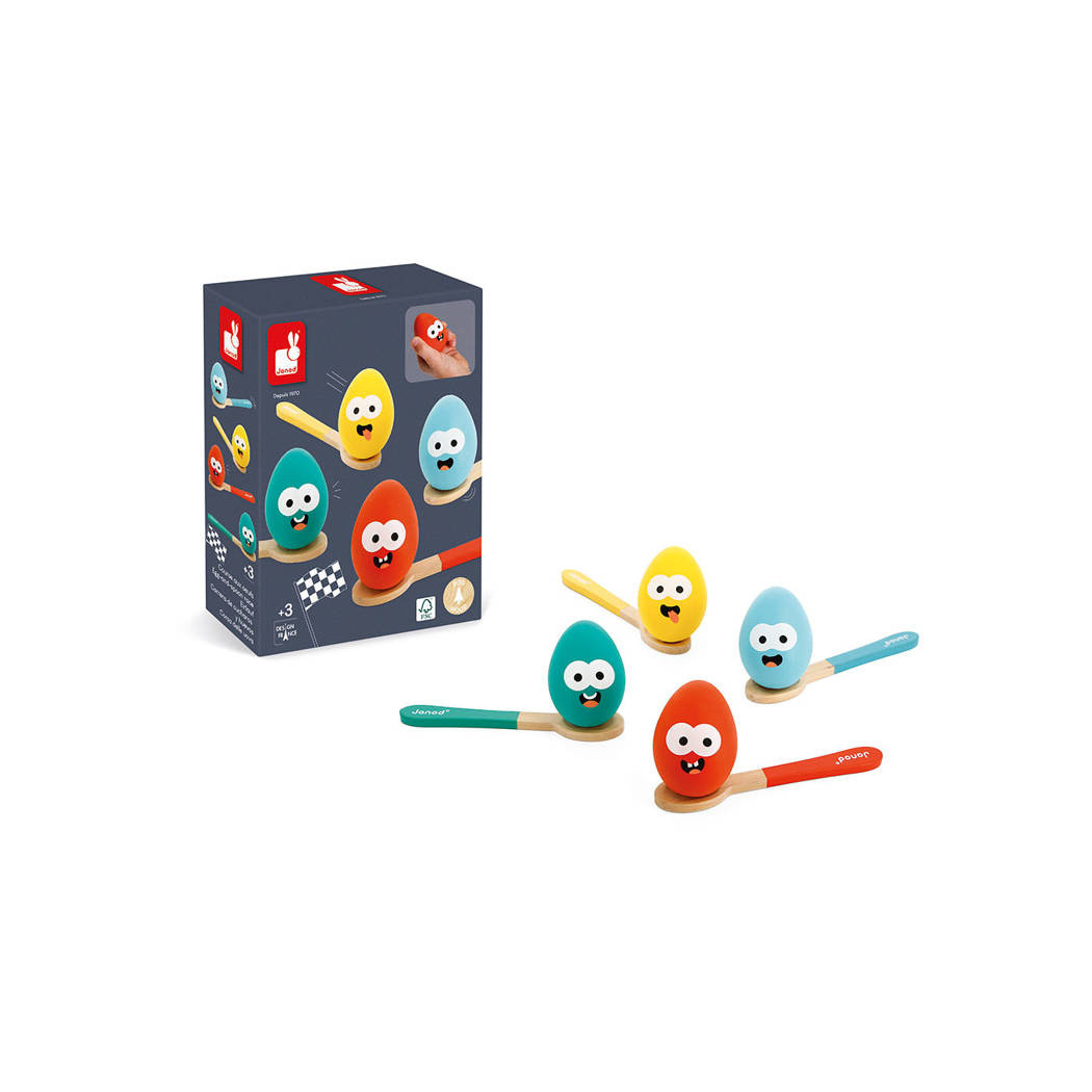 Wyścig z Jajkiem i Łyżką - Gra Zręcznościowa Towarzyska Rodzinna - Janod