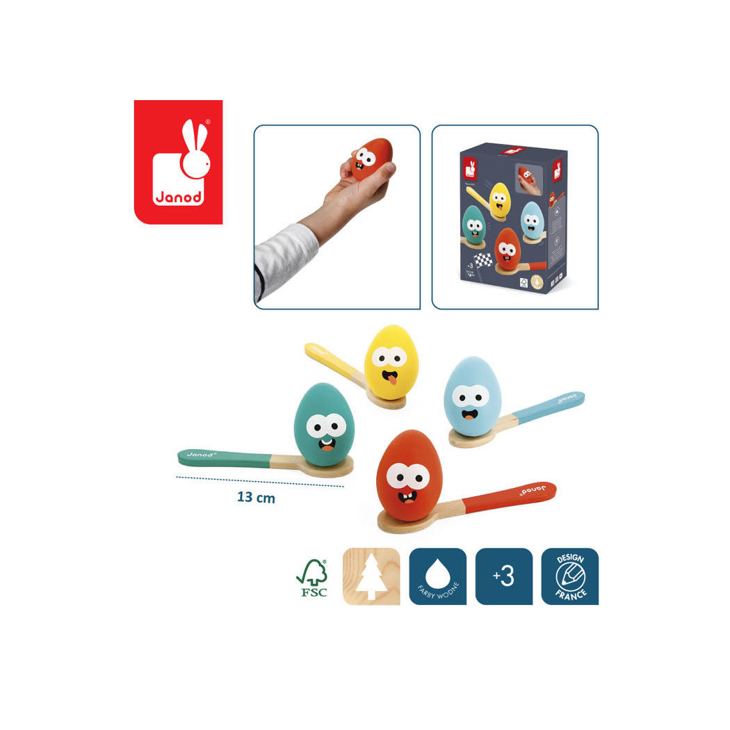 Wyścig z Jajkiem i Łyżką - Gra Zręcznościowa Towarzyska Rodzinna - Janod