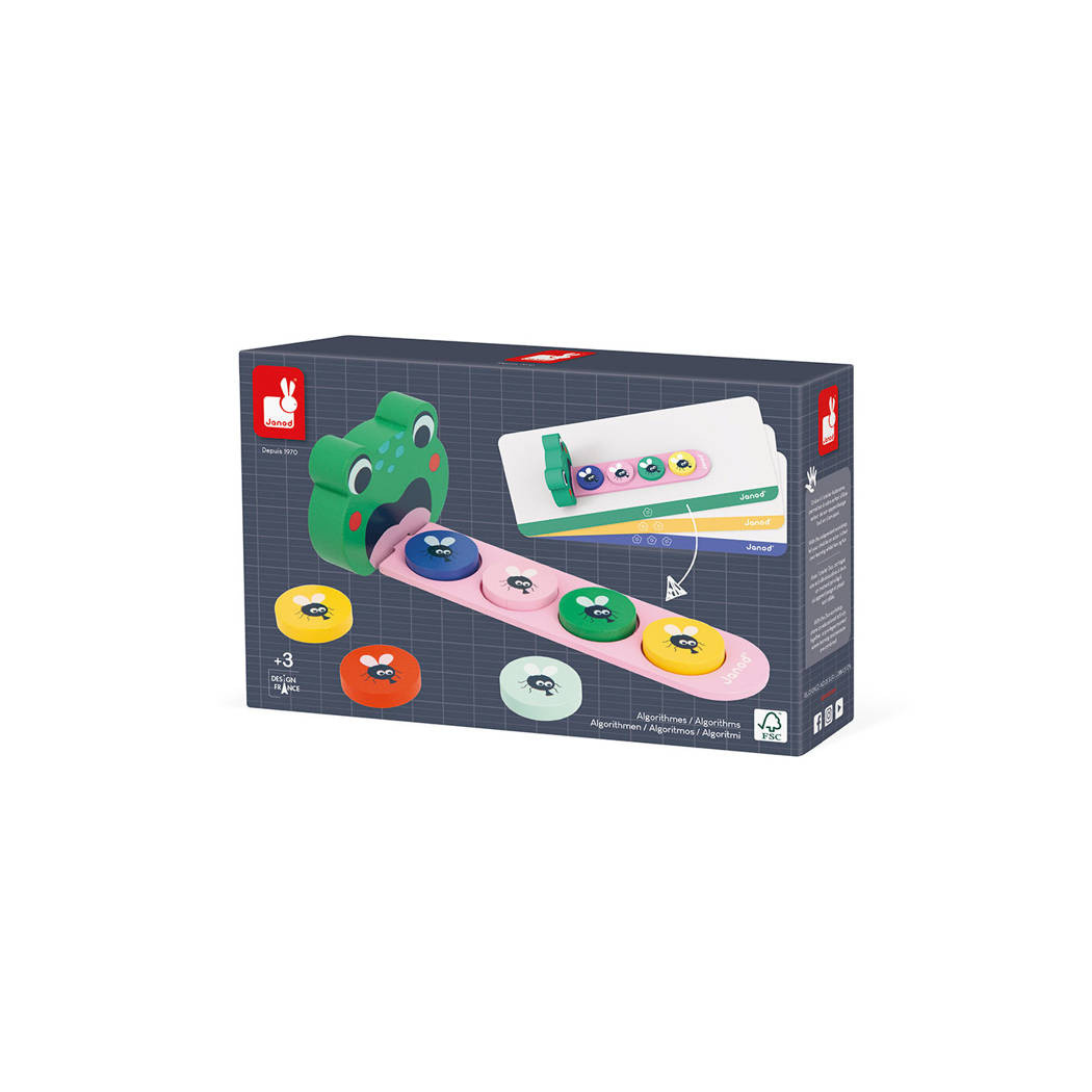 Algorytmy Żaby - Drewniana Układanka Logiczna - Gra Memo Zapamiętywanie - Janod