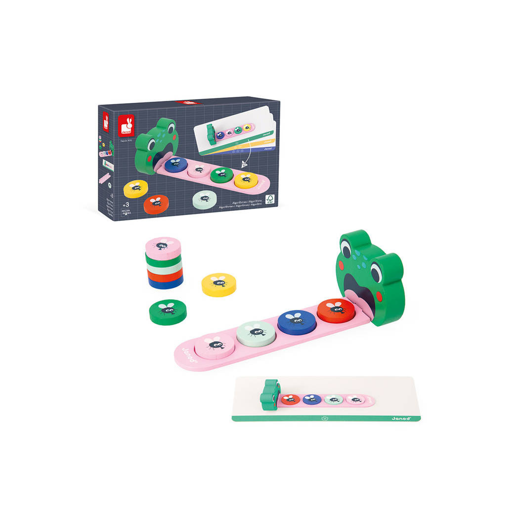 Algorytmy Żaby - Drewniana Układanka Logiczna - Gra Memo Zapamiętywanie - Janod