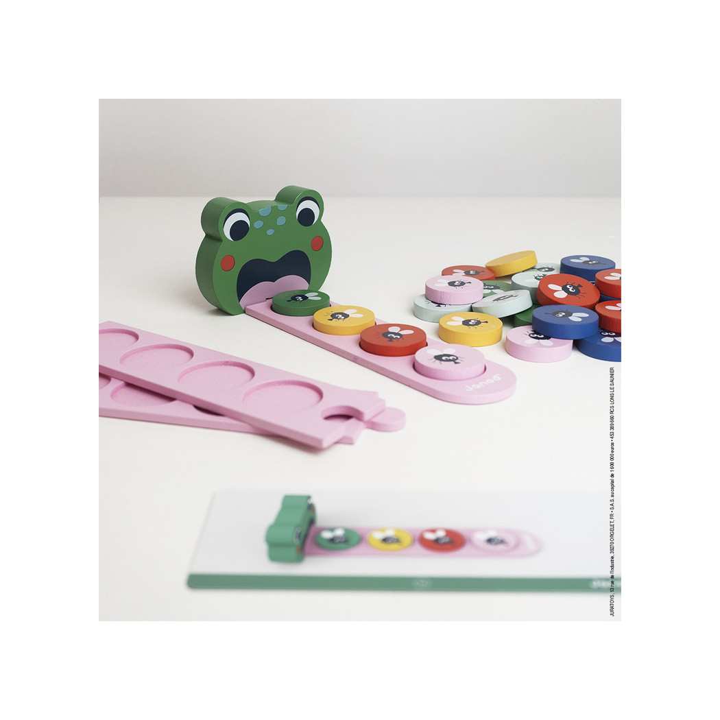 Algorytmy Żaby - Drewniana Układanka Logiczna - Gra Memo Zapamiętywanie - Janod