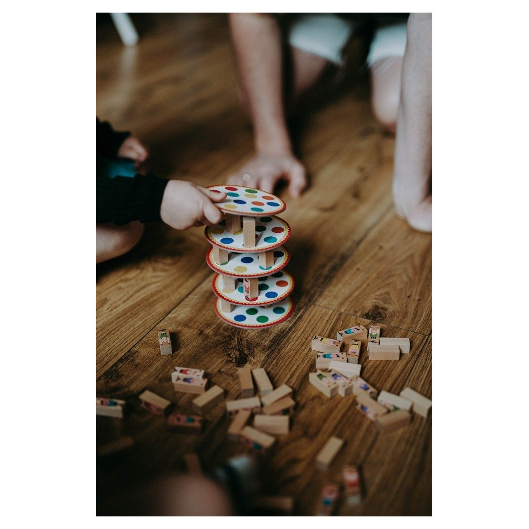 Akrobaci - Zręcznościowa Gra Konstrukcyjna - Układanie Wieży Balansowanie - Towarzyska Gra Rodzinna - Janod