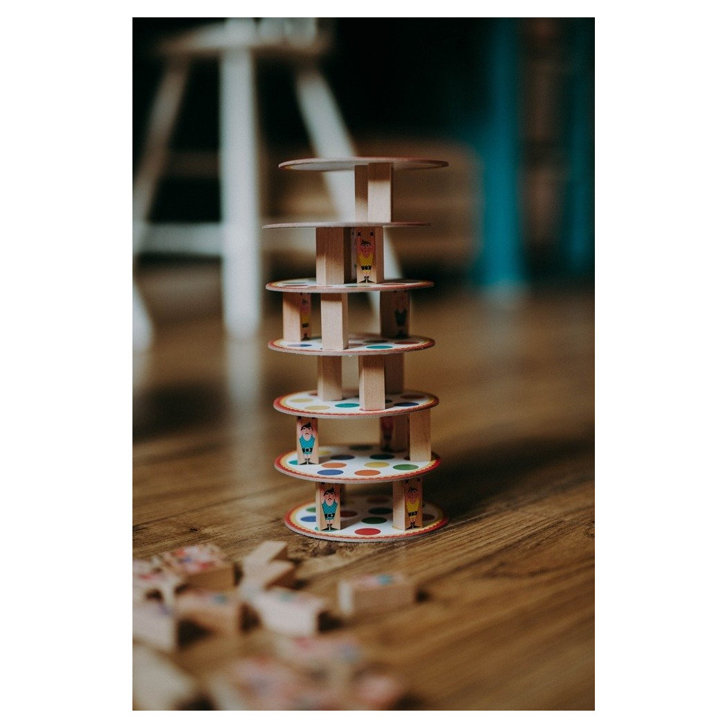 Akrobaci - Zręcznościowa Gra Konstrukcyjna - Układanie Wieży Balansowanie - Towarzyska Gra Rodzinna - Janod