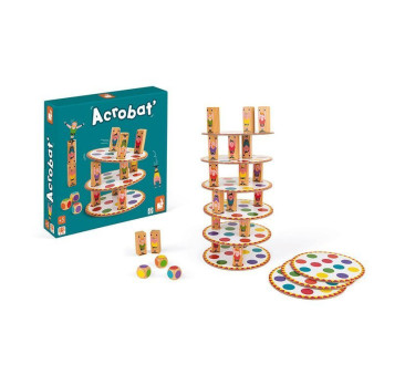 Akrobaci - Zręcznościowa Gra Konstrukcyjna - Układanie Wieży Balansowanie - Towarzyska Gra Rodzinna - Janod
