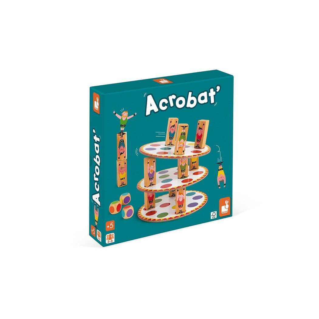 Akrobaci - Zręcznościowa Gra Konstrukcyjna - Układanie Wieży Balansowanie - Towarzyska Gra Rodzinna - Janod
