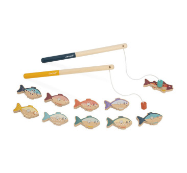 Łowienie Rybek - Gra Zręcznościowa - Magnetyczne Rybki i Wędki - 10 Ryb i 2 Wędki - Janod