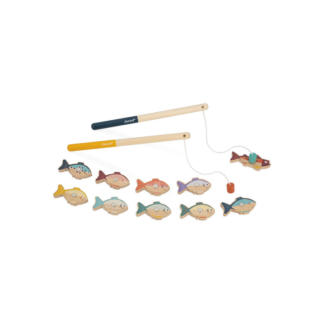 Łowienie Rybek - Gra Zręcznościowa - Magnetyczne Rybki i Wędki - 10 Ryb i 2 Wędki - Janod