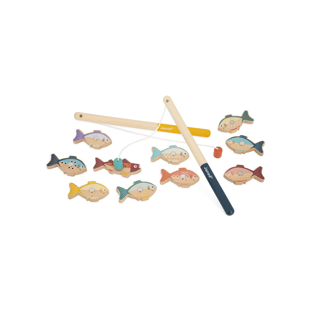 Łowienie Rybek - Gra Zręcznościowa - Magnetyczne Rybki i Wędki - 10 Ryb i 2 Wędki - Janod
