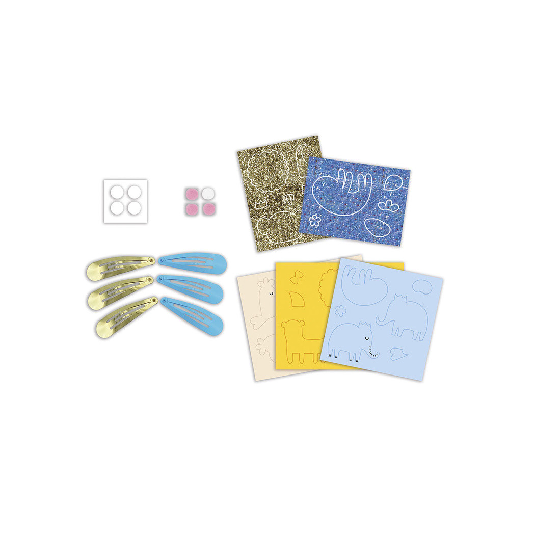 Egzotyczne Zwierzęta - Spinki do Włosów - Zestaw do Samodzielnego Ozdobienia Spinek - Zrób to Sam DIY - Janod