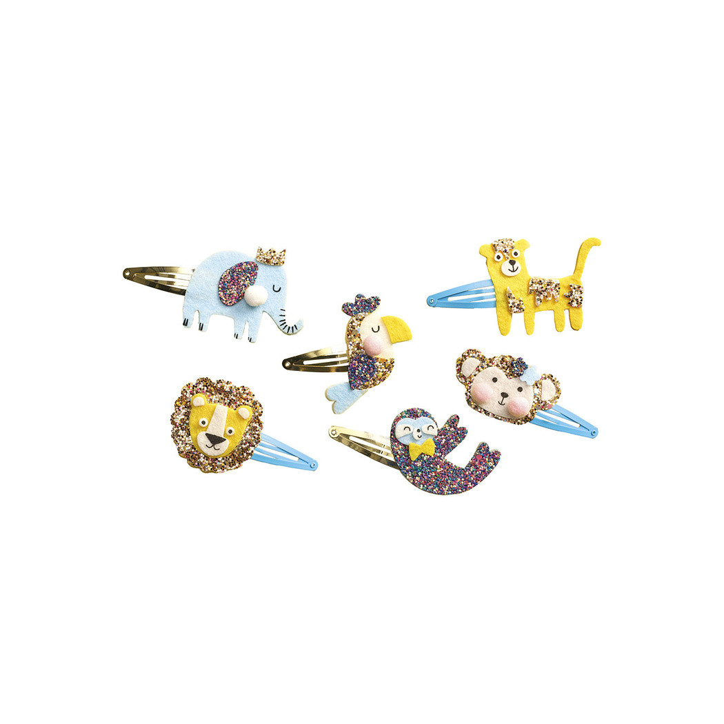 Egzotyczne Zwierzęta - Spinki do Włosów - Zestaw do Samodzielnego Ozdobienia Spinek - Zrób to Sam DIY - Janod