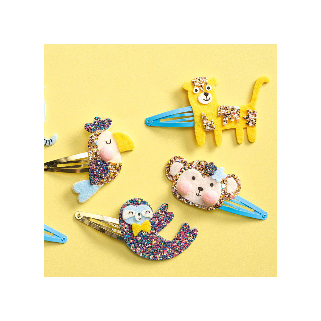 Egzotyczne Zwierzęta - Spinki do Włosów - Zestaw do Samodzielnego Ozdobienia Spinek - Zrób to Sam DIY - Janod