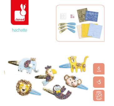 Egzotyczne Zwierzęta - Spinki do Włosów - Zestaw do Samodzielnego Ozdobienia Spinek - Zrób to Sam DIY - Janod