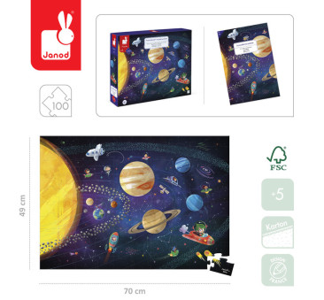 Układ Słoneczny - Puzzle Edukacyjne - 100 elementów 5+ - Janod
