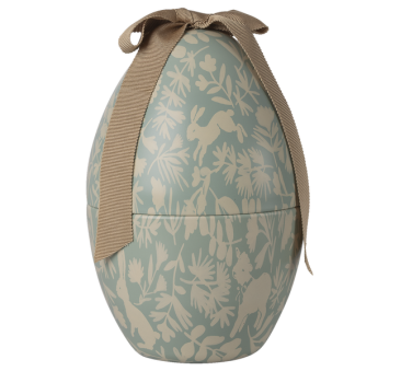 Duża Metalowa Pisanka z Kokardą - 18 cm - Błękit - Wielkanocne Jajko Szkatułka na Prezent - Maileg